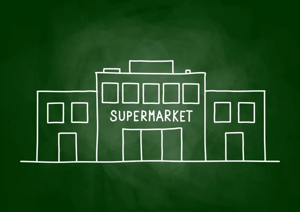 Supermarket drawing on blackboard — Stock Vector