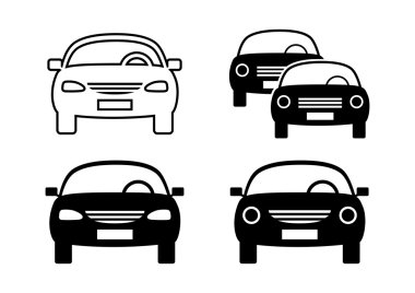 Beyaz arka planda siyah araba simgeler 