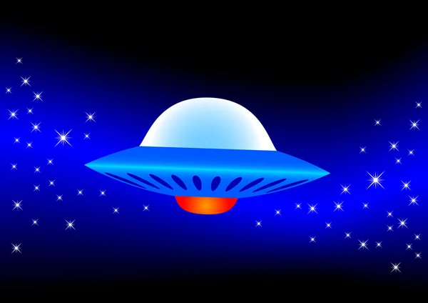 Blaues Ufo im Weltraum — Stockvektor