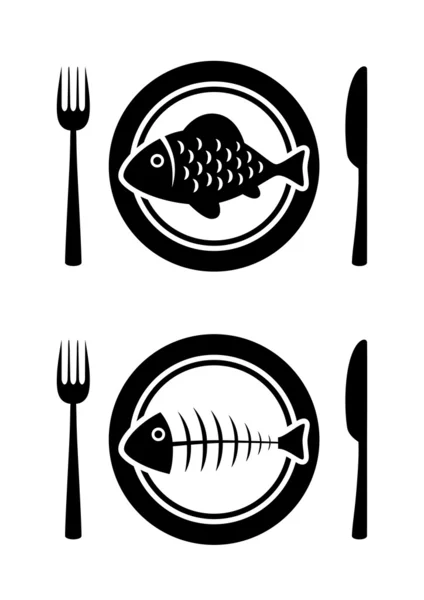 Pescado en plato — Archivo Imágenes Vectoriales