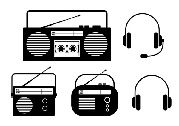 Radio ikoner på vit bakgrund — Stock vektor