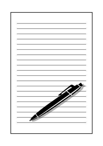 Pen on lined paper — Stock Vector