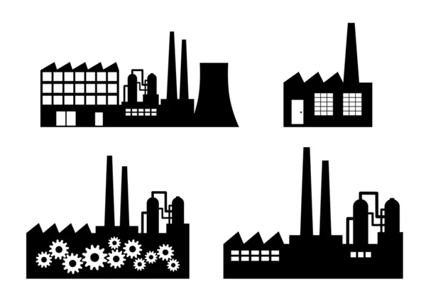Beyaz arka plan üzerinde fabrika simgeler — Stok Vektör