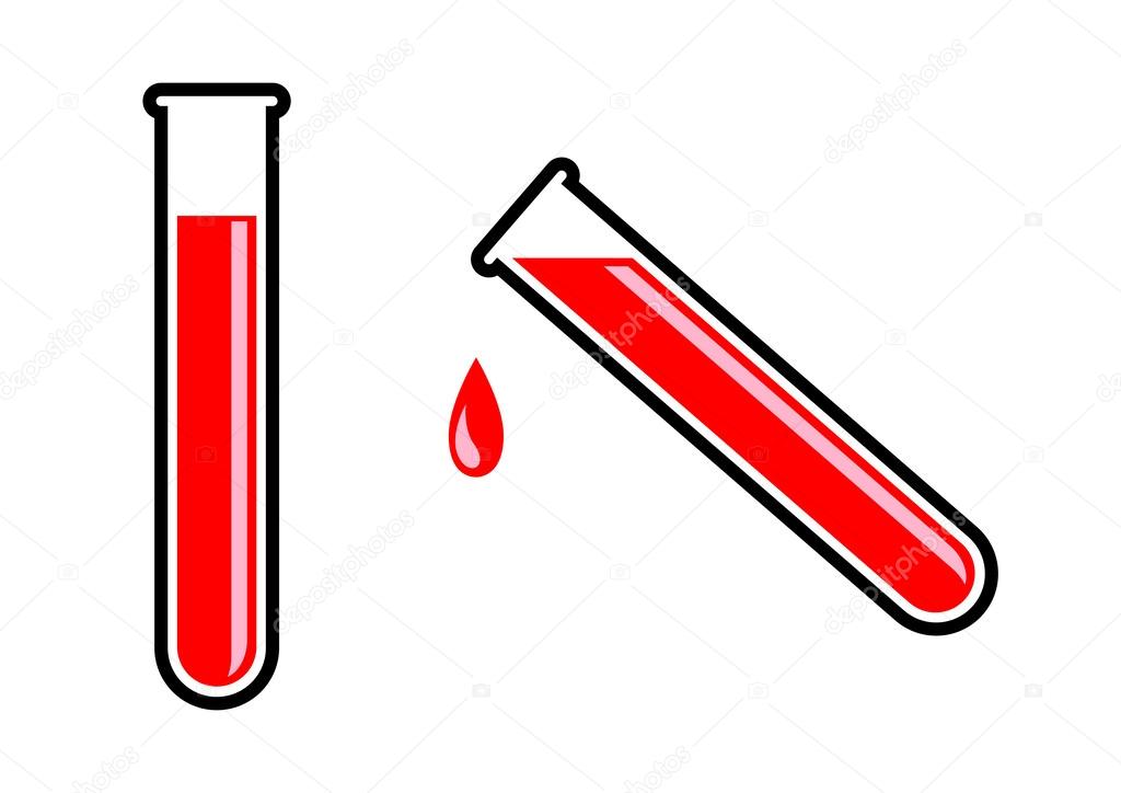 Test tube with blood on white background 