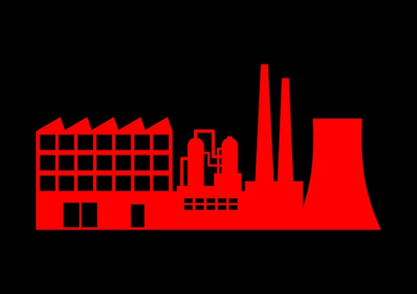 Icône usine rouge — Image vectorielle