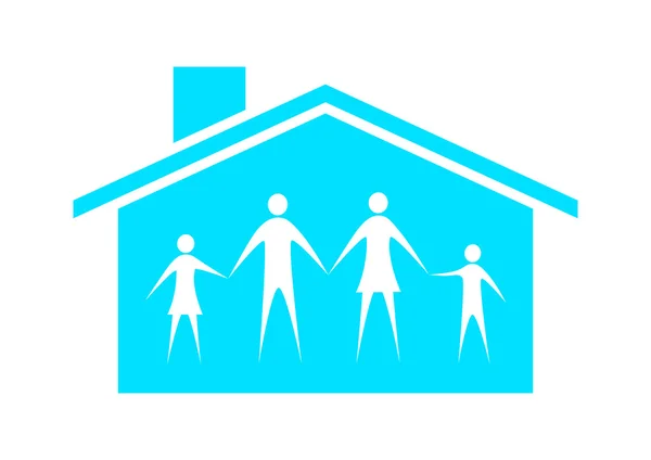 Family in blue house — Stock Vector