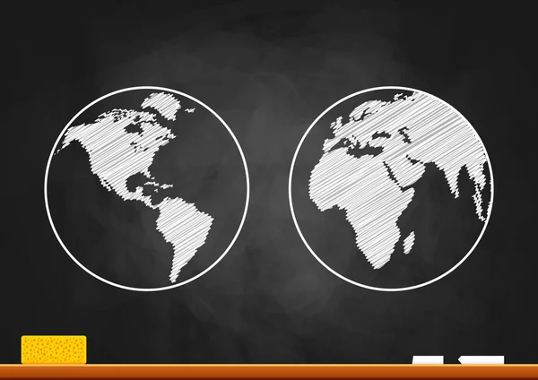 Earth drawing on blackboard — Stock Vector