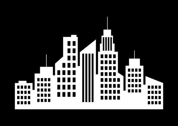 City icoon op zwarte achtergrond — Stockvector