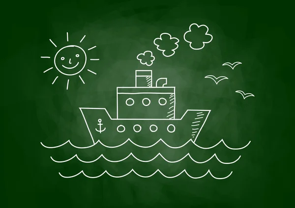 Desenho do navio a bordo — Vetor de Stock