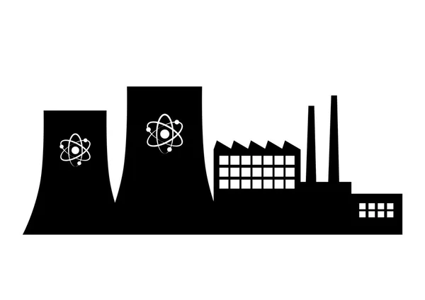 白色背景上的核发电站 — 图库矢量图片