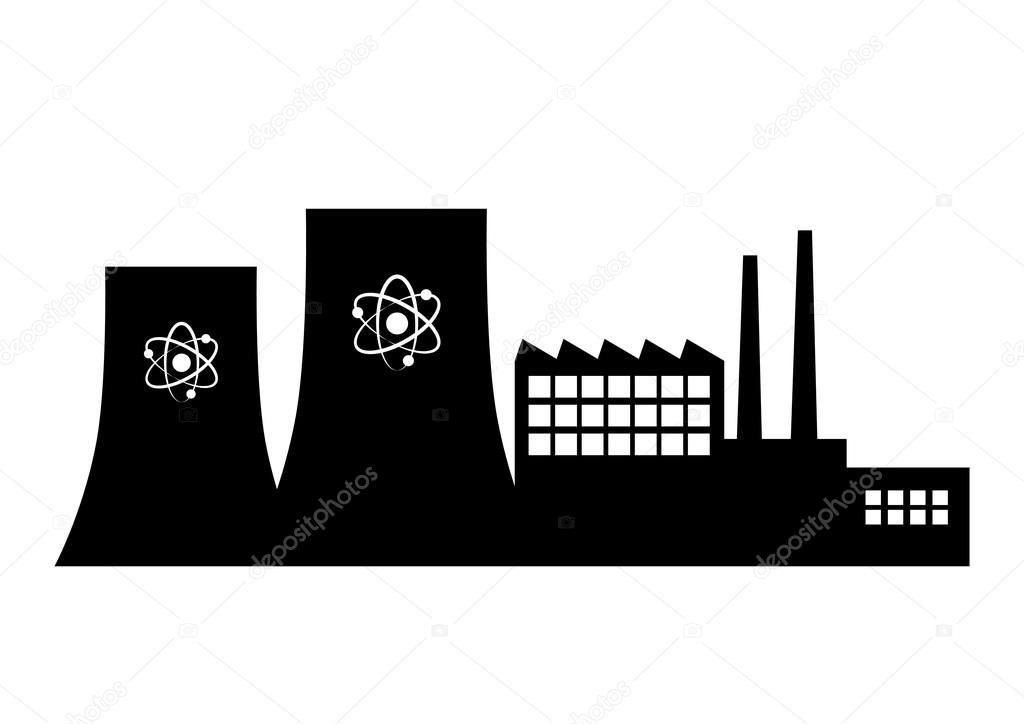 Nuclear power station on white background   