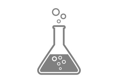 Beyaz arka planda gri laboratuvar cam   