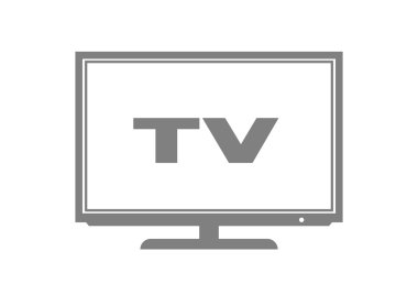 Beyaz arka planda gri tv simgesi