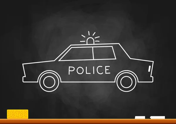Ritning av polisbil på blackboard — Stock vektor
