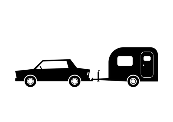 Auto en caravan op witte achtergrond — Stockvector
