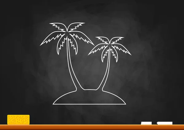 Rysunek wyspy z palmy na tablicy — Wektor stockowy
