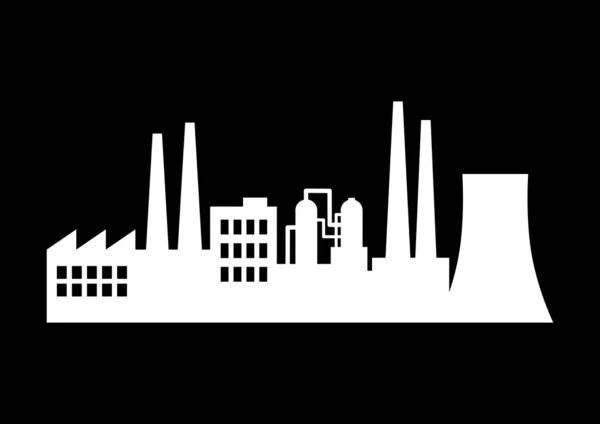 Icono de fábrica sobre fondo negro — Vector de stock