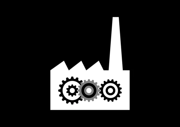 Factory icon on black background — Stock Vector