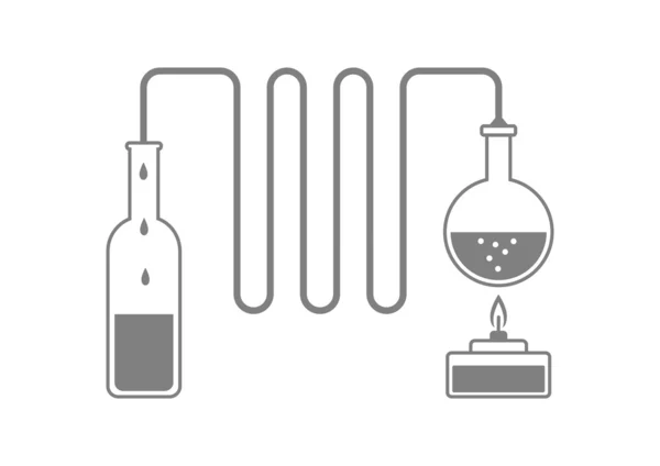 Kit de destilação cinza sobre fundo branco — Vetor de Stock