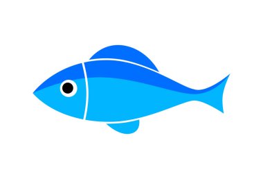 Beyaz arkaplanda mavi balık vektör simgesi