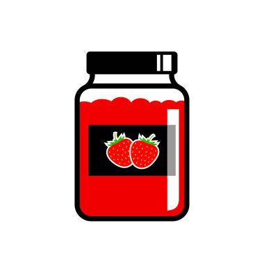 Beyaz arkaplanda çilek reçeli vektör simgesi