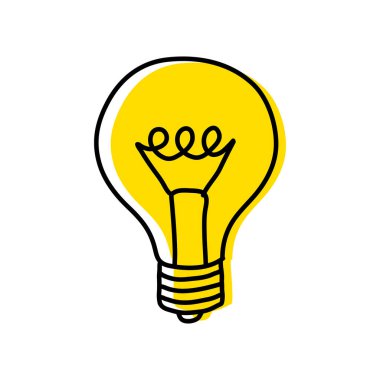 Beyaz arkaplanda sarı ampul çizimi