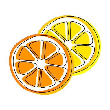 Turuncu ve limon, beyaz arkaplanda vektör simgesi