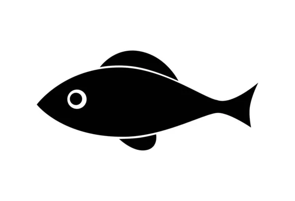 Black Fish Vector Icon White Background — Stock Vector