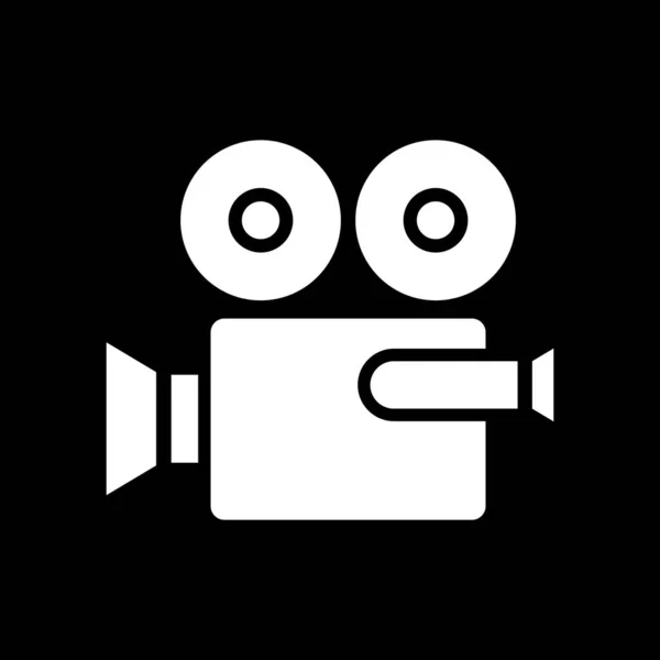 Siyah Arkaplanda Film Kamerası Vektör Simgesi — Stok Vektör