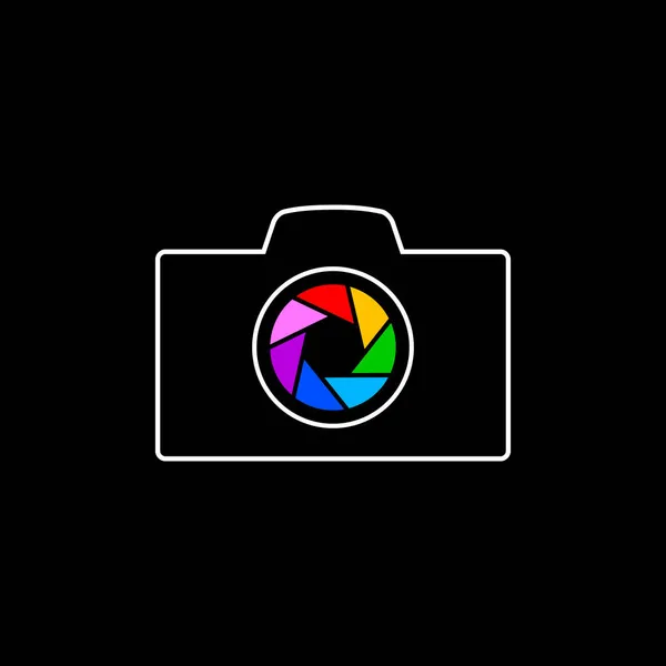 Camera Vector Icon Black Background — Stock Vector