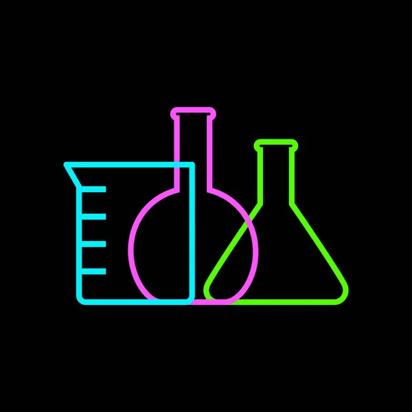 Laboratorní Sklo Vektor Ikona Černém Pozadí — Stockový vektor