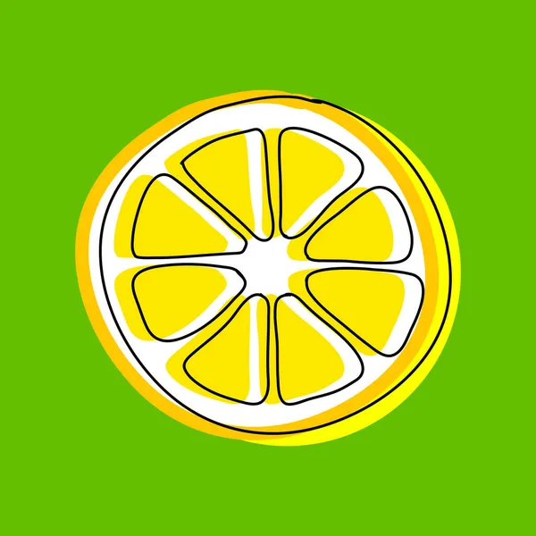 Limone Giallo Icona Vettoriale Sfondo Verde — Vettoriale Stock