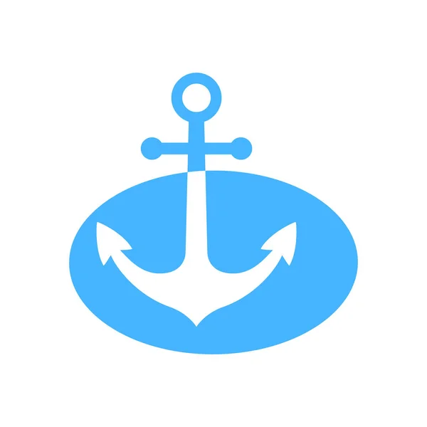 Blue Anchor Vector Icon White Background — Stock Vector