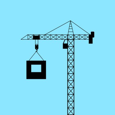 Mavi arkaplanda kule vinç vektör simgesi    