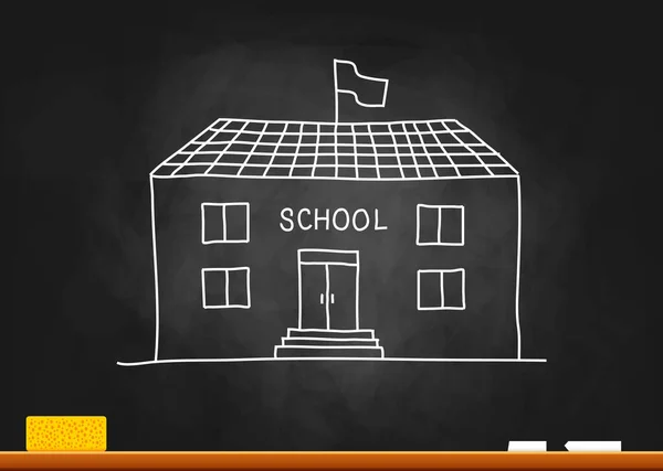 School Building Vector Illustration Blackboard — Stock Vector