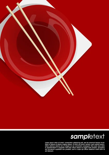 İki chopsticks Çinli bir plaka üzerinde | düzenlenebilir vektör çizim — Stok Vektör