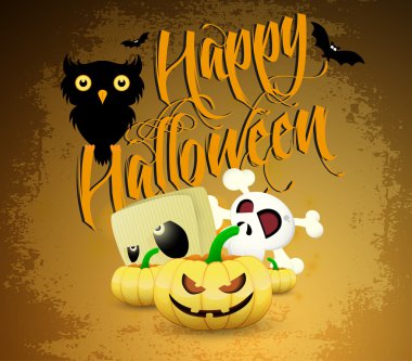 Cadılar Bayramı çizgi film arka plan | düzenlenebilir vektör çizim