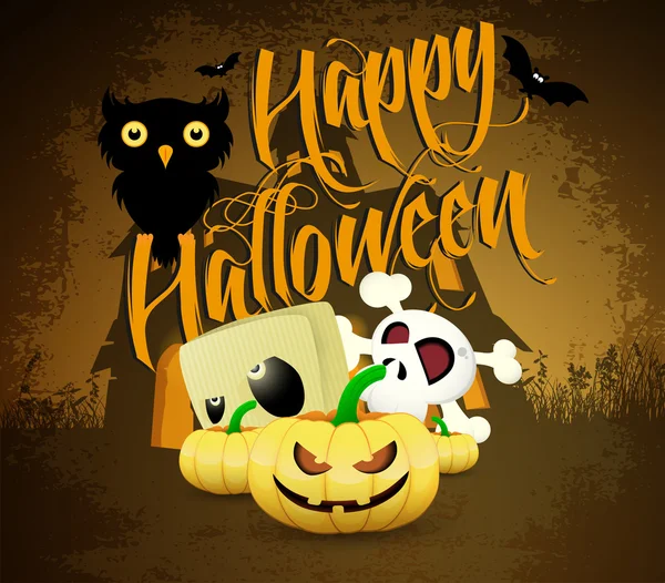 Halloween cartoons hintergrund | editierbare vektorillustration — Stockvektor