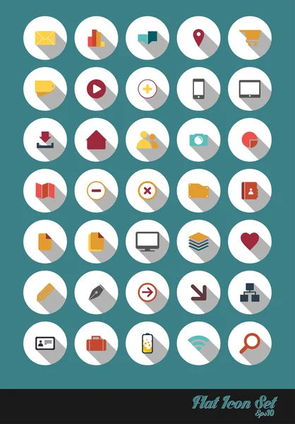 Flaches Design-Icon-Set mit Namen und überlagerten separaten Vektorsymbolen — Stockvektor