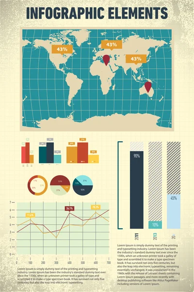 Mapa Mundial e Gráficos de Informação — Vetor de Stock