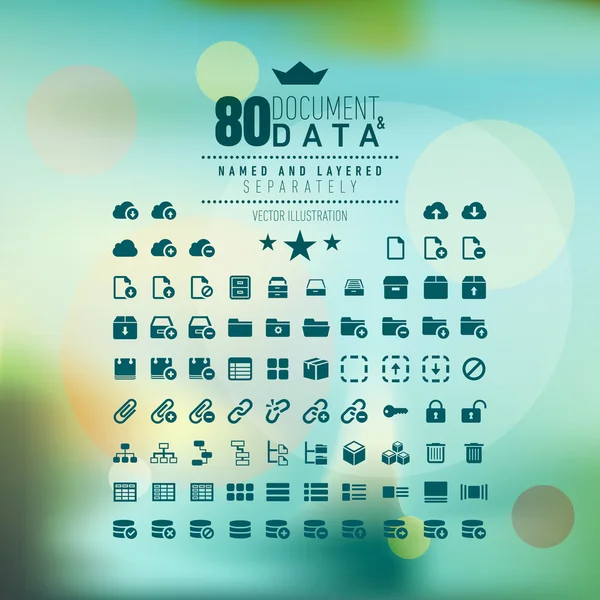 Document and Data Icon Set Named and Layered Separately Vector Icon Set — Stock Vector