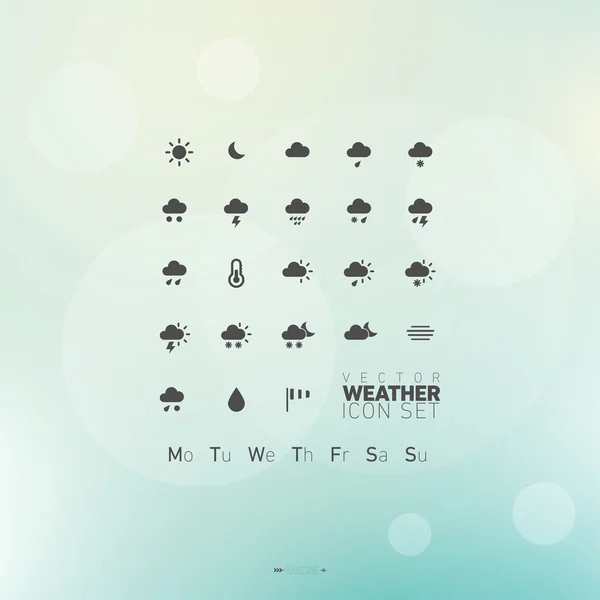 Ensemble d'icônes météo nommé et calqué séparément — Image vectorielle