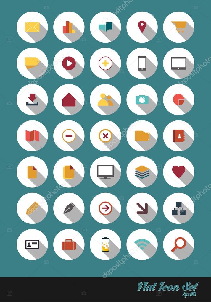 Flat Design Icon Set Named and Layered Separately Vector Icon Set