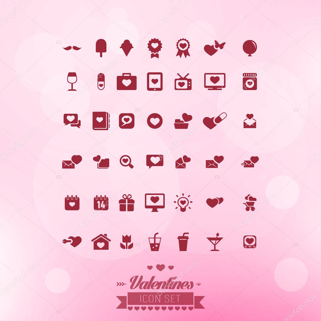 Valentines Icon Set Named and Layered Separately Vector Illustration