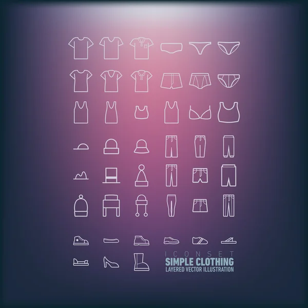 Simple Clothing Icons Set — Stock Vector