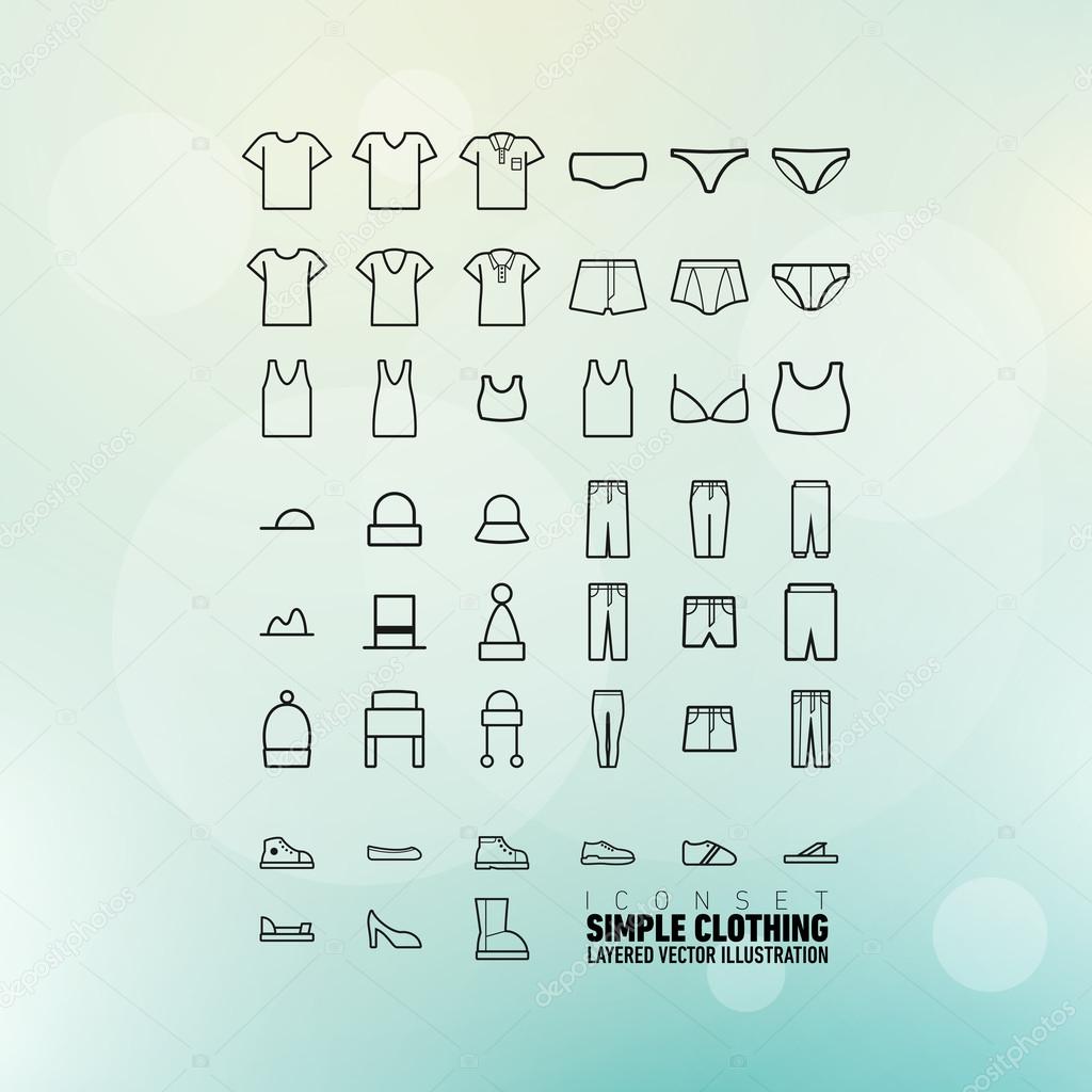 Simple Clothing Icons Set