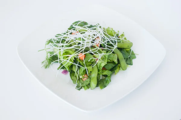 Teller mit frisch gehacktem Salat — Stockfoto