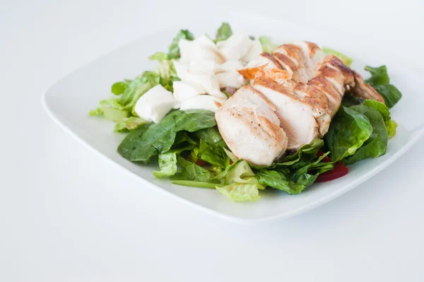 Plate of fresh chopped grilled chicken salad — Stock Photo, Image