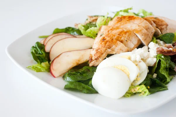 Teller mit frisch gehacktem gegrilltem Hühnchensalat — Stockfoto