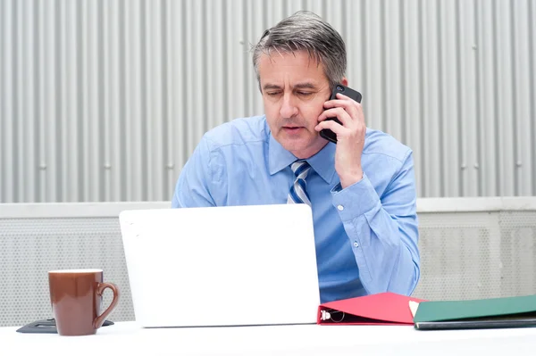 Porträtt av en affärsman på telefon — Stockfoto